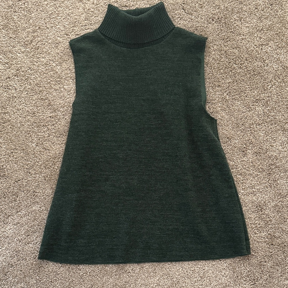 Zara Sleeveless Dark Green Turtleneck Sweater